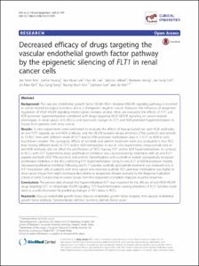 Decreased efficacy of drugs targeting the
vascular endothelial growth factor pathway
by the epigenetic silencing of FLT1 in renal
cancer cells