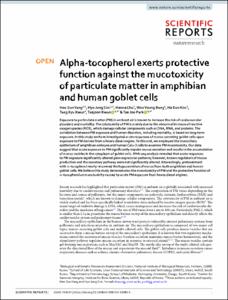 Alpha-tocopherol exerts protective function against the mucotoxicity of particulate matter in amphibian and human goblet cells