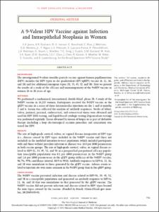 A 9-Valent HPV Vaccine against Infection and Intraepithelial Neoplasia in Women