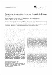 Association between Job Stress and Insomnia in Korean Workers