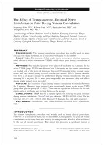 The Effect of Transcutaneous Electrical Nerve
Stimulation on Pain During Venous Cannulation
