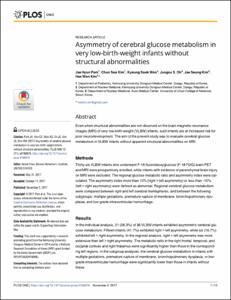 Asymmetry of cerebral glucose metabolism in very low-birth-weight infants without structural abnormalities