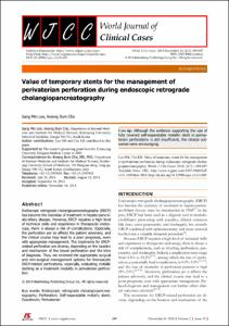 Value of temporary stents for the management of
perivaterian perforation during endoscopic retrograde
cholangiopancreatography