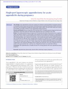 Single-port laparoscopic appendectomy for acute appendicitis during pregnancy