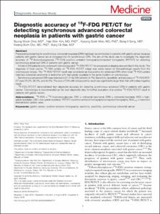 Diagnostic accuracy of 18F-FDG PET/CT for detecting synchronous advanced colorectal neoplasia in patients with gastric cancer