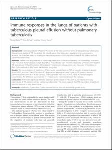 Immune responses in the lungs of patients with tuberculous pleural effusion without pulmonary tuberculosis