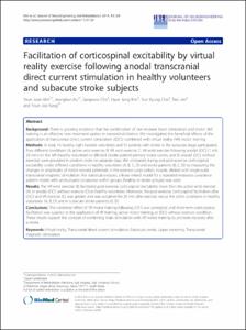 Facilitation of corticospinal excitability by virtual reality exercise following anodal transcranial direct current stimulation in healthy volunteers and subacute stroke subjects