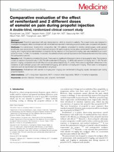Comparative evaluation of the effect of remifentanil and 2 different doses of esmolol on pain during propofol injection: A double-blind, randomized clinical consort study