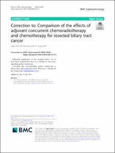 Correction to: Comparison of the effects of adjuvant concurrent chemoradiotherapy and chemotherapy for resected biliary tract cancer