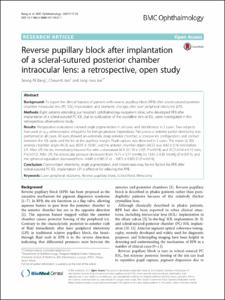 Reverse pupillary block after implantation of a scleral-sutured posterior chamber intraocular lens: a retrospective, open study.
