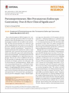 Pneumoperitoneum After Percutaneous Endoscopic Gastrostomy: Does It Have Clinical Significance?