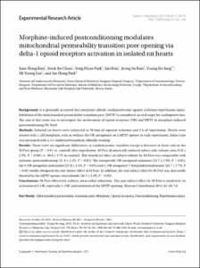 Morphine-induced postconditioning modulates mitochondrial permeability transition pore opening via delta-1 opioid receptors activation in isolated rat hearts