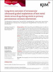 Long-term outcomes of intravascular ultrasound-guided implantaion of bare metal stents versus drug-eluting stents in primary percutaneous coronary intervention