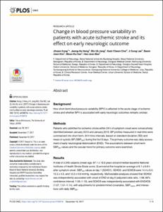 Change in blood pressure variability in patients with acute ischemic stroke and its effect on early neurologic outcome