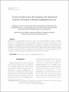 A Case of Colon Cancer Developing at the Interposed Graft for Treatment of Benign Esophageal Stricture