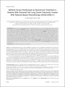 Gefitinib Versus Pemetrexed as Second-Line Treatment in Patients With Nonsmall Cell Lung Cancer Previously Treated With Platinum-Based Chemotherapy