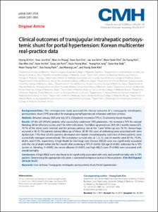 Clinical outcomes of transjugular intrahepatic portosystemic shunt for portal hypertension: Korean multicenter real-practice data