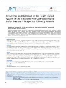 Recurrence and Its Impact on the Health-related Quality of Life in Patients with Gastroesophageal Reflux Disease: A Prospective Follow-up Analysis