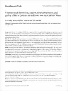 Assessment of depression, anxiety, sleep disturbance, and quality of life in patients with chronic low back pain in Korea
