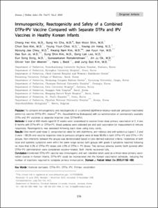 Immunogenicity, Reactogenicity and Safety of a Combined DTPa-IPV Vaccine Compared with Separate DTPa and IPV Vaccines in Healthy Korean Infants
