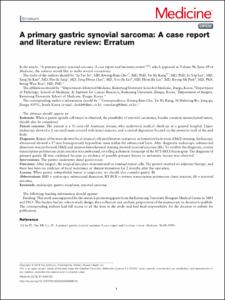 A primary gastric synovial sarcoma: A case report and literature review: Erratum
