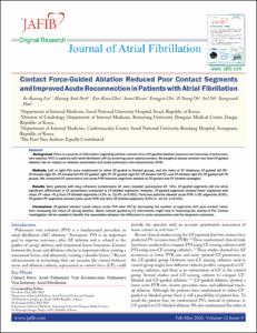 Contact Force-Guided Ablation Reduced Poor Contact Segments and Improved Acute Reconnection in Patients with Atrial Fibrillation
