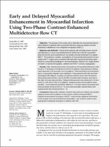 Early and Delayed Myocardial Enhancement in Myocardial Infarction Using Two-Phase Contrast-Enhanced Multidetector-Row CT