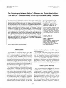 The Comparison Between Behcet's Disease and Spondyloarthritides:
Does Behcet's Disease Belong to the Spondyloarthropathy Complex?