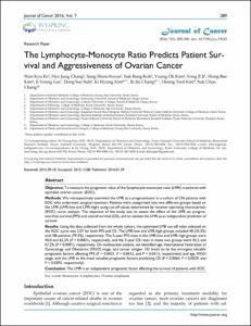 The Lymphocyte-Monocyte Ratio Predicts Patient Survival and Aggressiveness of Ovarian Cancer