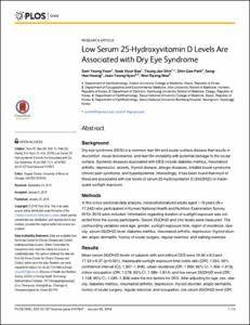 Low Serum 25-Hydroxyvitamin D Levels Are Associated with Dry Eye Syndrome