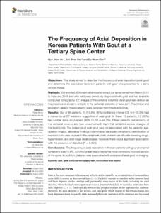 The Frequency of Axial Deposition in Korean Patients With Gout at a Tertiary Spine Center