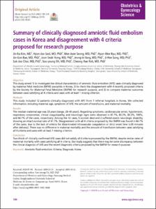 Summary of clinically diagnosed amniotic fluid embolism cases in Korea and disagreement with 4 criteria proposed for research purpose