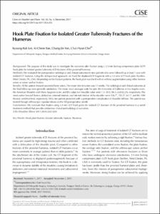 Hook Plate Fixation for Isolated Greater Tuberosity Fractures of the Humerus