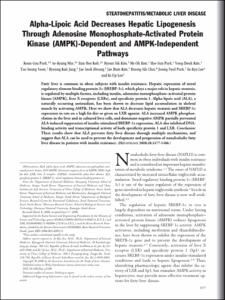 Alpha-Lipoic Acid Decreases Hepatic Lipogenesis
Through Adenosine Monophosphate-Activated Protein
Kinase (AMPK)-Dependent and AMPK-Independent
Pathways