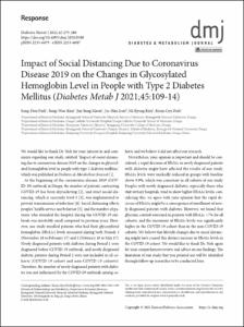 Impact of Social Distancing Due to Coronavirus Disease 2019 on the Changes in Glycosylated Hemoglobin Level in People with Type 2 Diabetes Mellitus (Diabetes Metab J 2021;45:109-14)
