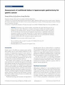 Assessment of nutritional status in laparoscopic gastrectomy for gastric cancer