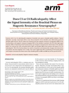 Does C5 or C6 Radiculopathy Affect the Signal Intensity of the Brachial Plexus on Magnetic Resonance Neurography?