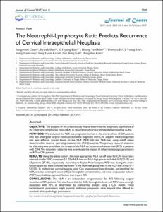 The Neutrophil-Lymphocyte Ratio Predicts Recurrence of Cervical Intraepithelial Neoplasia