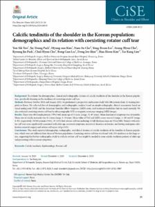 Calcific tendinitis of the shoulder in the Korean population: demographics and its relation with coexisting rotator cuff tear