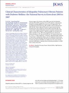 Clinical Characteristics of Idiopathic Pulmonary Fibrosis Patients with Diabetes Mellitus: the National Survey in Korea from 2003 to 2007