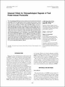 Advanced Criteria for Clinicopathological Diagnosis of Food Protein-induced Proctocolitis