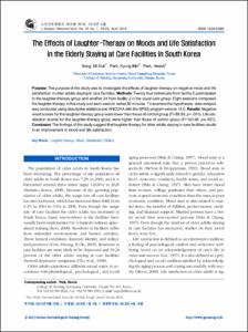The Effects of Laughter-Therapy on Moods and Life Satisfaction in the Elderly Staying at Care Facilities in South Korea