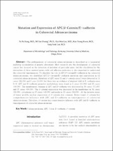 Mutation and Expression of APC/β-Catenin/E-cadherin
in Colorectal Adenocarcinoma