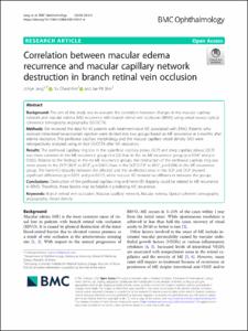 Correlation between macular edema recurrence and macular capillary network destruction in branch retinal vein occlusion