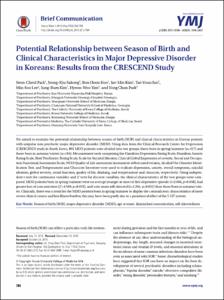 Potential Relationship between Season of Birth and Clinical Characteristics in Major Depressive Disorder in Koreans: Results from the CRESCEND Study