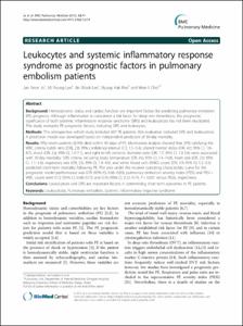 Leukocytes and systemic inflammatory response syndrome as prognostic factors in pulmonary embolism patients