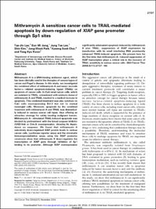 Mithramycin A sensitizes cancer cells to TRAIL-mediated apoptosis by down-regulation of XIAP gene promoter through Sp1 sites
