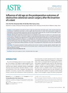 Influence of old age on the postoperative outcomes of obstructive colorectal cancer surgery after the insertion of a stent