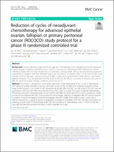 Reduction of cycles of neoadjuvant chemotherapy for advanced epithelial ovarian, fallopian or primary peritoneal cancer (ROCOCO): study protocol for a phase III randomized controlled trial