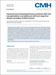 Improved severe hepatopulmonary syndrome after liver
transplantation in an adolescent with end-stage liver
disease secondary to biliary atresia